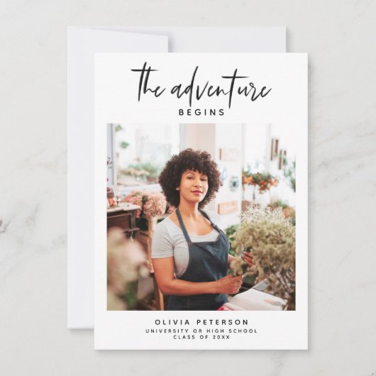 Het avontuur begint Modern Afstuderen van de Foto Kaart (Voorkant)