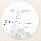 Het avontuur begint moderne bruiloft ronde kartonnen onderzetter (Voorkant)