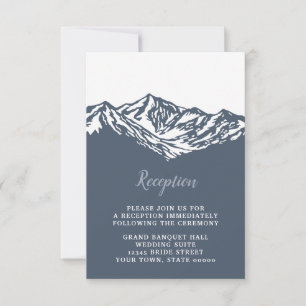 Het avontuur begint Mountain bruiloft receptie RSVP Kaartje