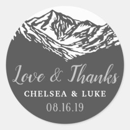 Het avontuur begint Mountain Grey dank je Ronde Sticker