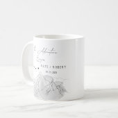 Het avontuur begint Mountain Illustration bruiloft Koffiemok (Voorkant links)