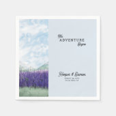 Het avontuur begint Mountain Lavender bruiloft Servet (Voorkant)