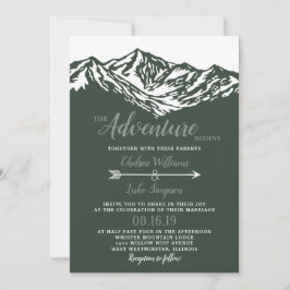 Het avontuur begint Mountain Wedding Green Kaart