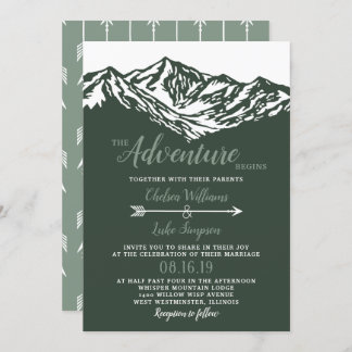 Het avontuur begint Mountain Wedding Green Kaart