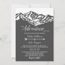 Het avontuur begint Mountain Wedding Grey Kaart