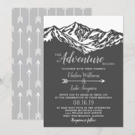 Het avontuur begint Mountain Wedding Grey Kaart