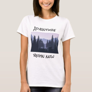 Het avontuur begint nu reiscitaat t-shirt