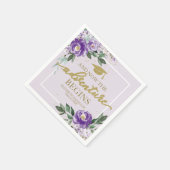 Het avontuur begint Paarse bloemenfeest Afstudeerd Servet (Hoek)