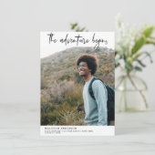 Het avontuur begint penseelstreek foto afstuderen kaart (Staand voorkant)