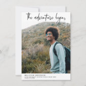 Het avontuur begint penseelstreek foto afstuderen kaart (Voorkant)