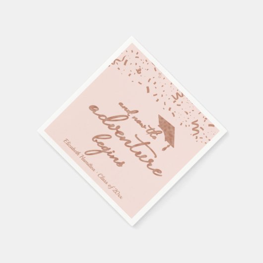 Het avontuur begint Roos Gold Graduation Party Servet (Hoek)
