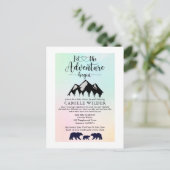 Het avontuur begint rustic Beren Baby shower door  Uitnodiging Briefkaart (Staand voorkant)