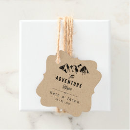 Het avontuur begint rustieke bruiloft bedankjes labels