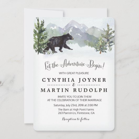 Het avontuur begint rustieke bruiloft uitnodiging (Voorkant)