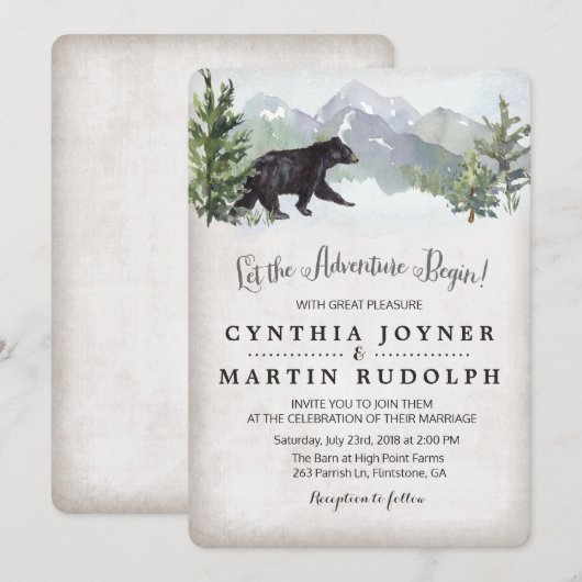 Het avontuur begint rustieke bruiloft uitnodiging (Voorkant / Achterkant)