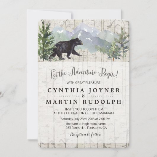Het avontuur begint rustieke bruiloft uitnodiging (Voorkant)