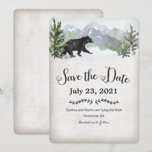 Het avontuur begint Rustieke save the date Kaart (Voorkant / Achterkant)