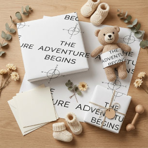 Het avontuur begint Schattige aankondiging van nie Cadeaupapier