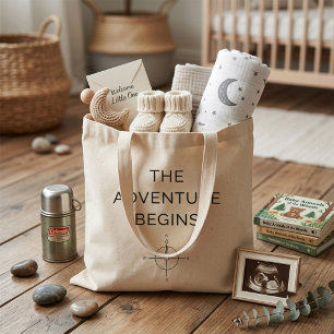 Het avontuur begint Schattige aankondiging van nie Tote Bag