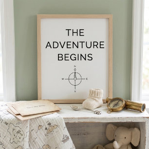 Het avontuur begint Schattige nieuwe baby aankondi Poster