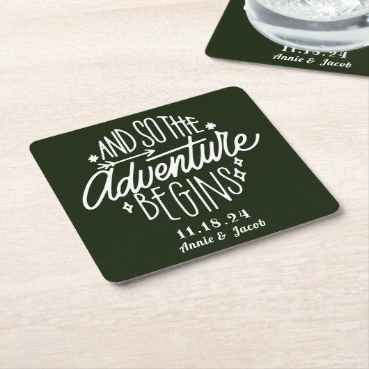 Het avontuur begint sparen de Datum Kartonnen Onderzetters (Schuin)