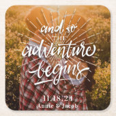 Het avontuur begint sparen de Datum Kartonnen Onderzetters (Voorkant)