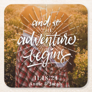 Het avontuur begint sparen de Datum Kartonnen Onderzetters