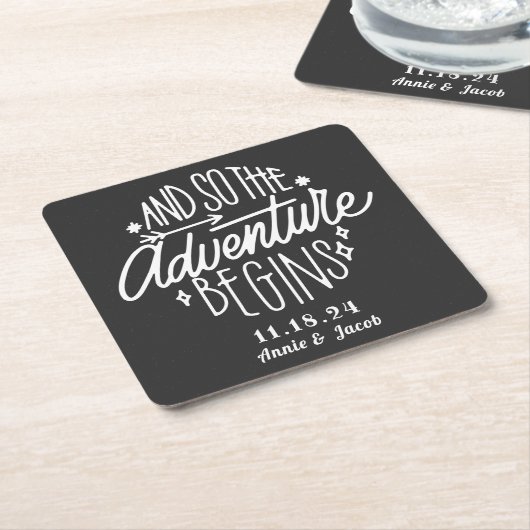 Het avontuur begint sparen de Datum Kartonnen Onderzetters (Schuin)