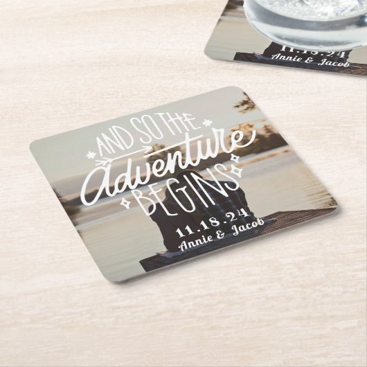 Het avontuur begint sparen de Datum Kartonnen Onderzetters (Schuin)