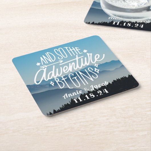 Het avontuur begint sparen de Datum Kartonnen Onderzetters (Schuin)