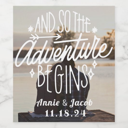 Het avontuur begint sparen de Datum Wijn Etiket (Enkel label)