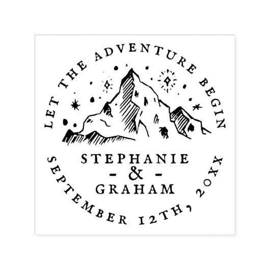 Het avontuur begint Starry Mountain trouwdatum Zelfinktende Stempel (Design)