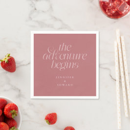 Het Avontuur Begint Stof Roze Moderne Typografie Servet