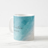 Het avontuur begint strand bruiloft gunsten koffiemok (Voorkant links)