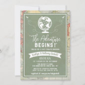 "Het avontuur begint!" Travel Map Baby shower Kaart (Voorkant)