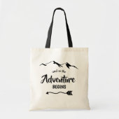 Het avontuur begint Trendy Black en White Tote Bag (Voorkant)