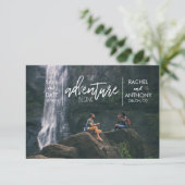 Het avontuur begint | Trouw Save the Date Foto (Staand voorkant)