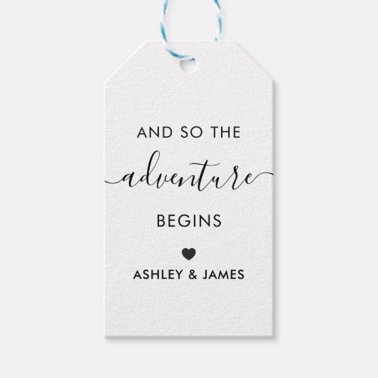 Het avontuur begint, Trouw Welcome Tag, Kraft Cadeaulabel (Voorkant)