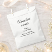 Het avontuur begint voeg naam toe datum jaar plaat bedankzakje (Geknipt)