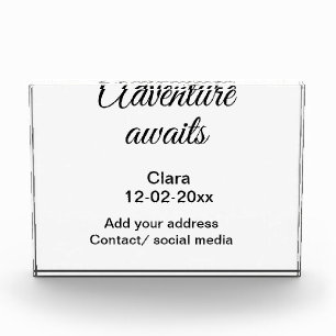 Het avontuur begint voeg naam toe datum jaar plaat fotoblokken