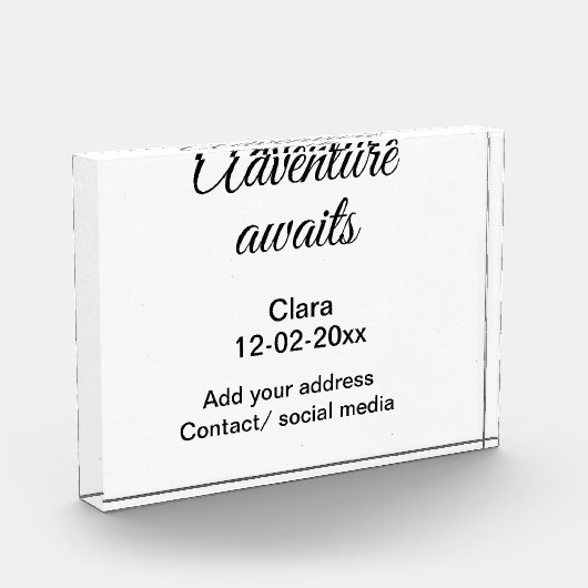 Het avontuur begint voeg naam toe datum jaar plaat fotoblokken (Links)