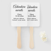 Het avontuur begint voeg naam toe datum jaar plaat handwaaier (Voorkant en achterkant)