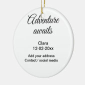 Het avontuur begint voeg naam toe datum jaar plaat keramisch ornament (Links)