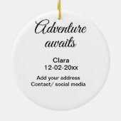 Het avontuur begint voeg naam toe datum jaar plaat keramisch ornament (Achterkant)