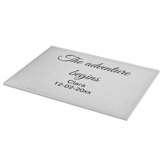 Het avontuur begint voeg naam toe datum jaar plaat snijplank (Hoek)