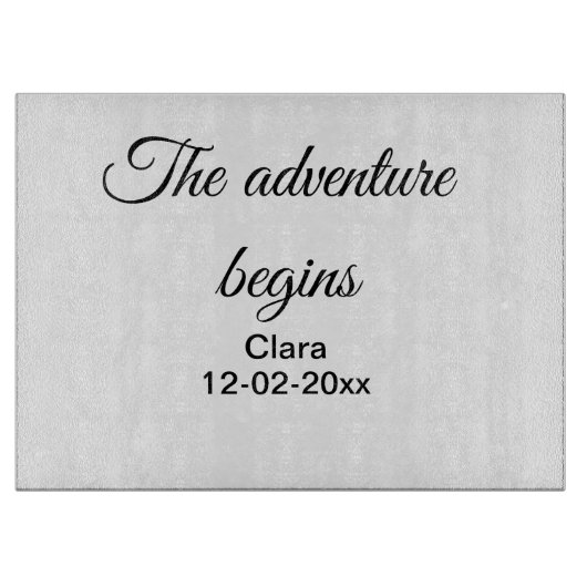 Het avontuur begint voeg naam toe datum jaar plaat snijplank (Voorkant)