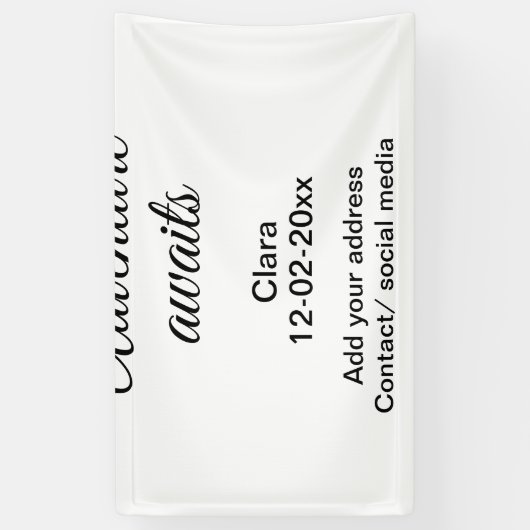 Het avontuur begint voeg naam toe datum jaar plaat spandoek (Verticaal)