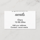 Het avontuur begint voeg naam toe datum jaar plaat visitekaartje (Achterkant)