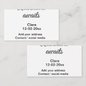 Het avontuur begint voeg naam toe datum jaar plaat visitekaartje (Voorkant / Achterkant)