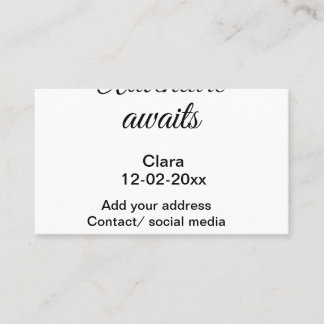 Het avontuur begint voeg naam toe datum jaar plaat visitekaartje